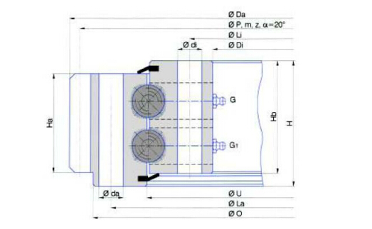 Double row ball slewing bearing (External gear type)